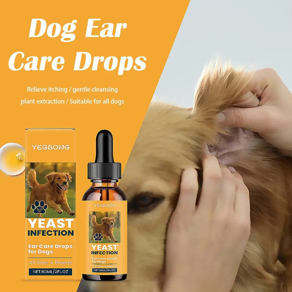 Pet Ear Cleaner Drops – Anti-Fungal, Anti-Bacterial Itch Relief & Wax Remover for Dogs & Cats (60ml)