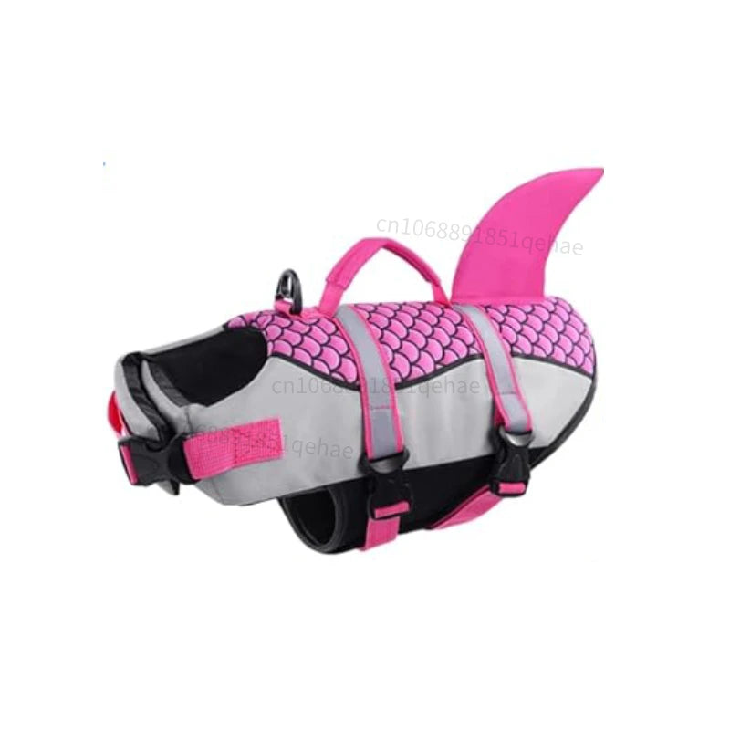 Dog Shark Life Jacket – Ripstop Floating Vest with Rescue Handle for Swimming & Boating