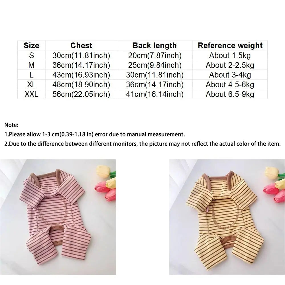 Soft Stripe Four-Legged Dog Pajamas