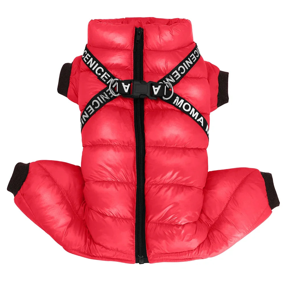 Waterproof Winter Dog Jacket with Harness – Warm Hoodie Coat for Small & Medium Dogs