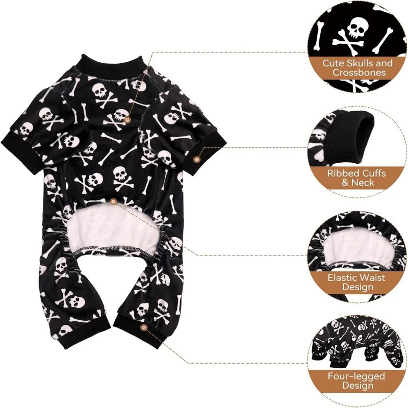 Skull & Crossbones Plush Dog Pajamas