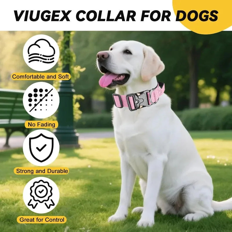 Heavy Duty Wide Dog Collar with Quick Release Buckle – Soft & Adjustable for All Dog Types