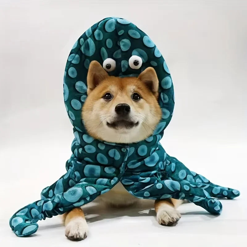 Blue Octopus Hooded Costume for Small Dogs & Cats