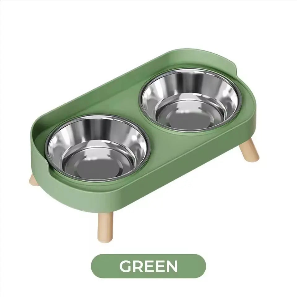 Elevated Double Pet Feeder with Neck Support – Stainless Steel Food & Water Station