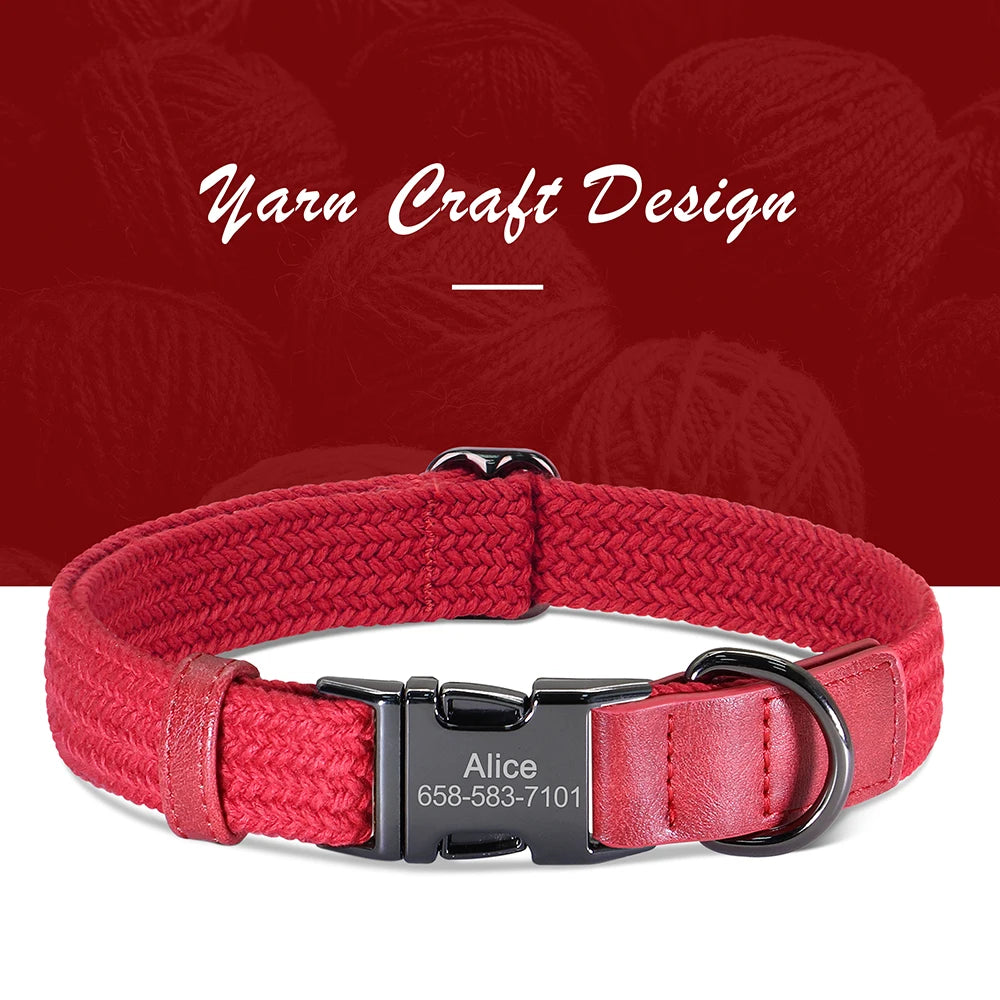 Custom Engraved Nylon Dog Collar with Name Buckle – Adjustable for Small to Large Dogs