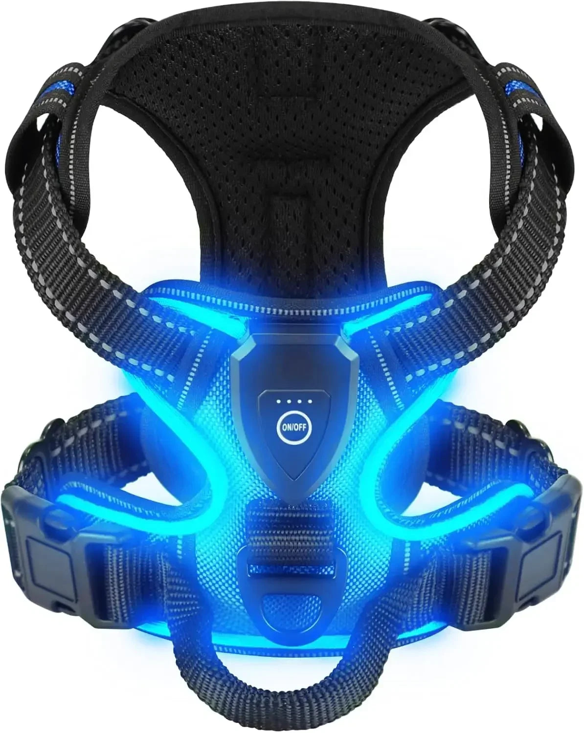 LED Light-Up Dog Harness Vest – USB Rechargeable, No-Pull, 3 Light Modes for Night Walking