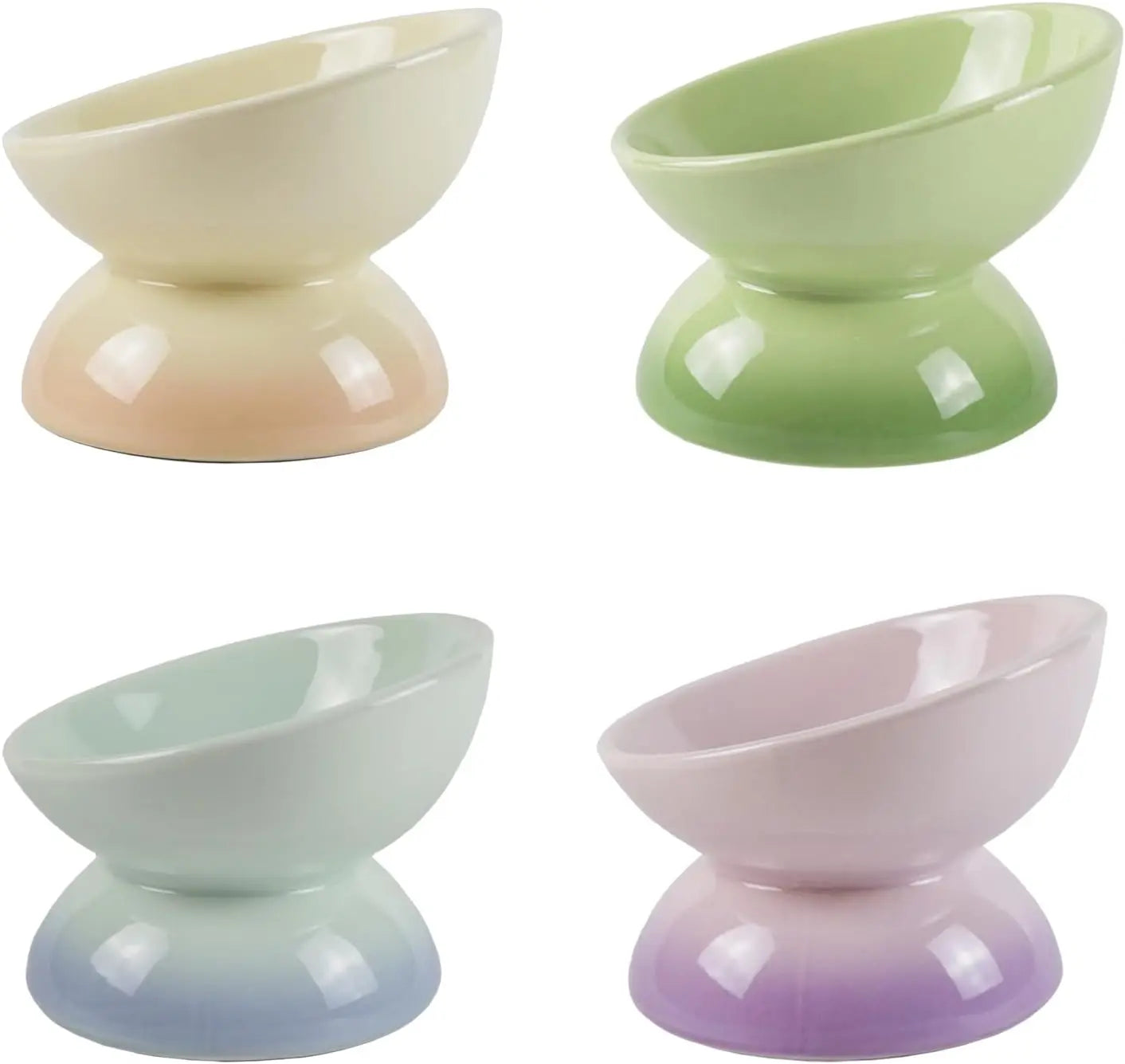 Tilted Ceramic Elevated Cat Bowl – Dishwasher & Microwave Safe Pet Feeder