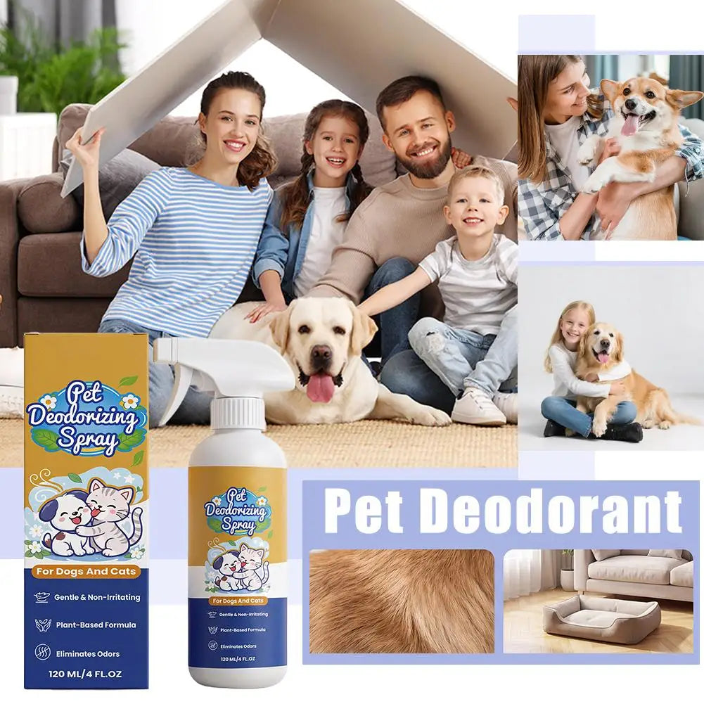 Professional Pet Deodorant Spray – Odor & Urine Smell Eliminator for Dogs & Cats (120ml)