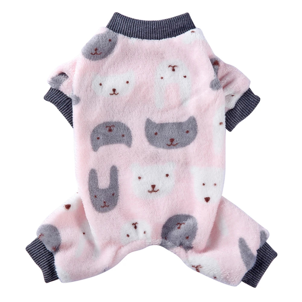 Cozy Printed Winter Dog Pajamas for Small Dogs