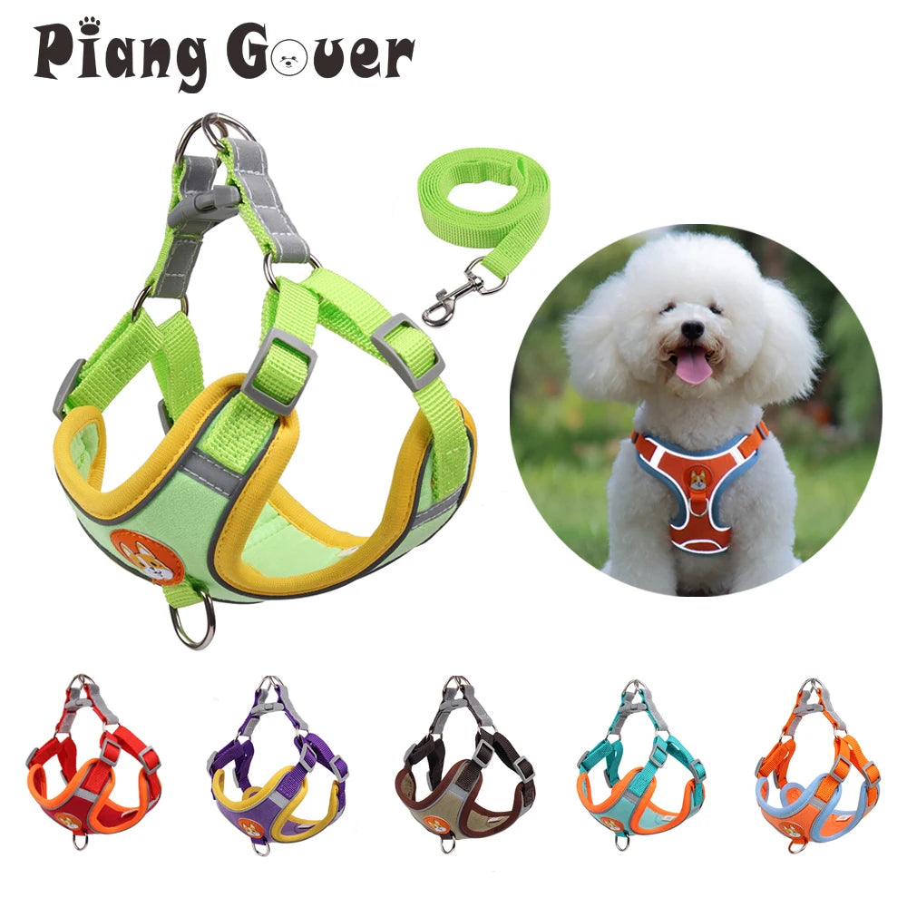 Reflective Dog Harness & Leash Set – Breathable Chest Strap Vest for Walking & Running