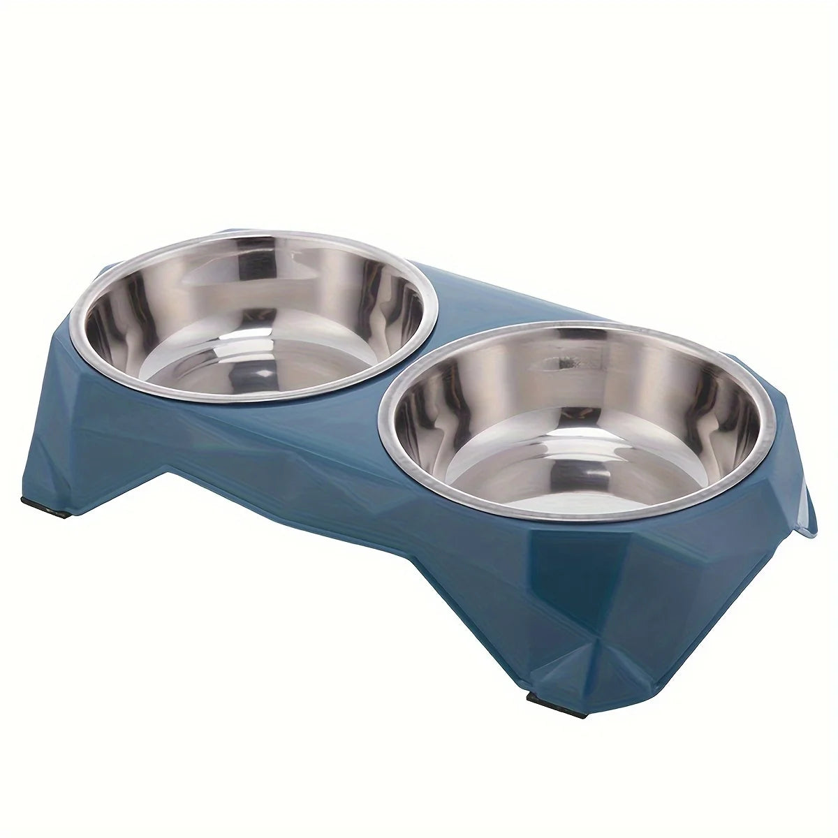 Non-Slip Double Pet Bowl – Large Capacity Diamond Pattern Food & Water Feeder