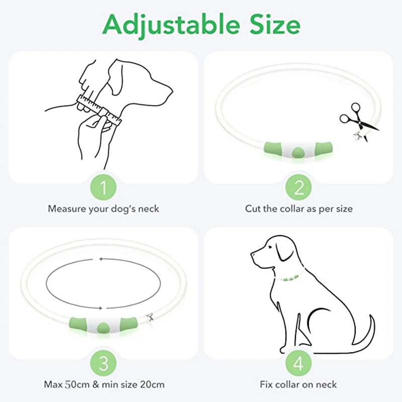 USB Rechargeable LED Dog Glow Collar – Cut to Fit