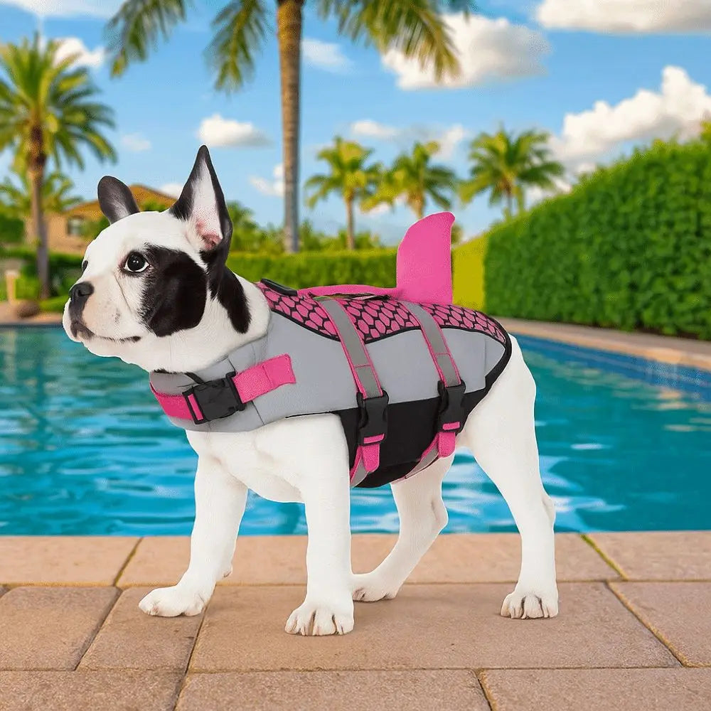 Shark Dog Life Jacket – Reflective High-Buoyancy Safety Vest with Rescue Handle