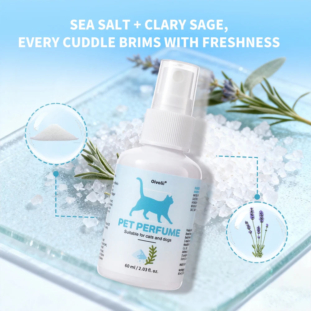 Pet Deodorizing & Fragrance Spray – Long-Lasting Body Odor Eliminator for Dogs & Cats (60ml)