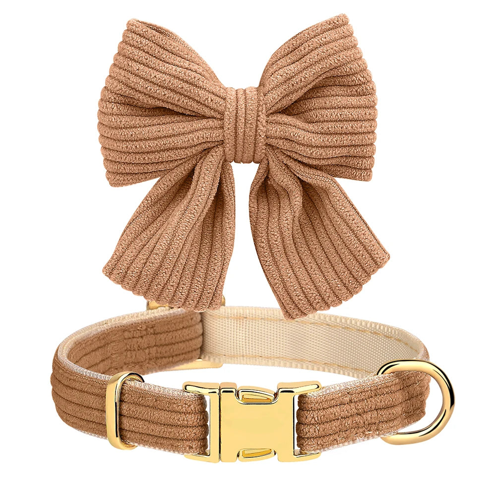 Cute Bowknot Dog Collar & Leash Set – Soft Velvet Walking Lead for Small & Medium Dogs