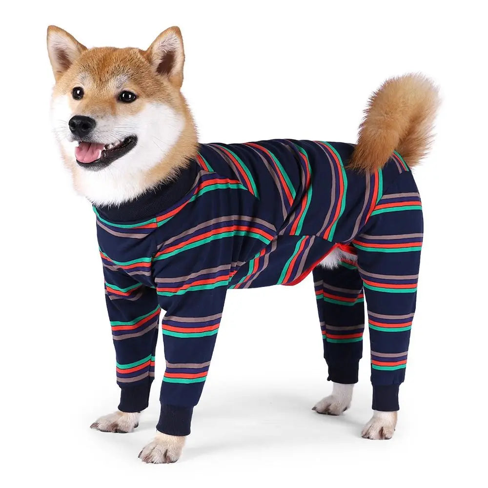 Striped Stretch Four-Legged Dog Pajamas
