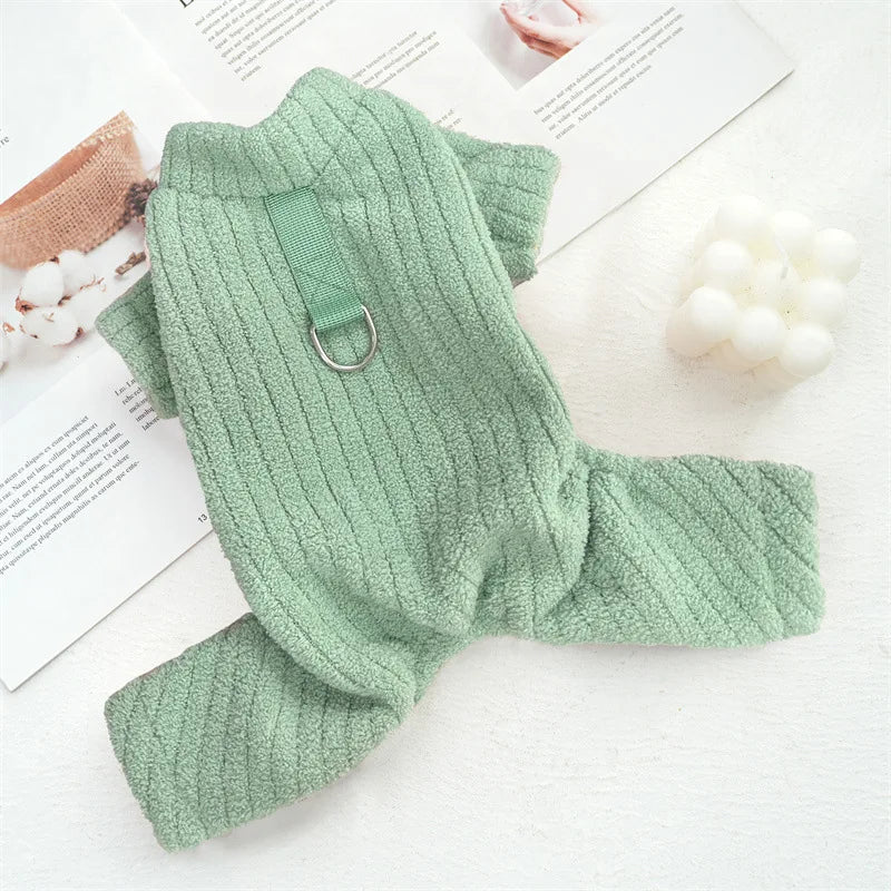 Ribbed Fleece Dog Pajamas for Small & Medium Dogs