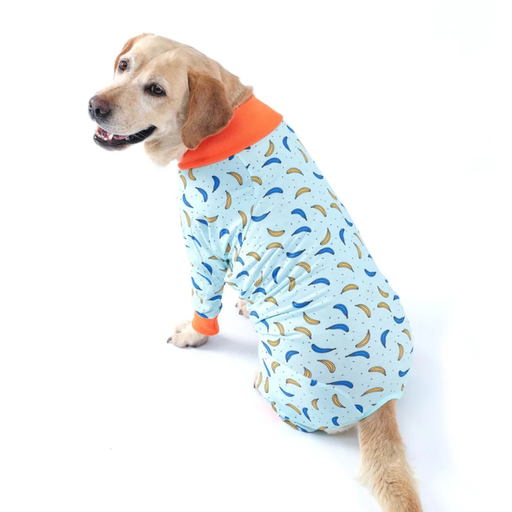 Banana Print Cotton Dog Pajamas for Medium & Large Dogs