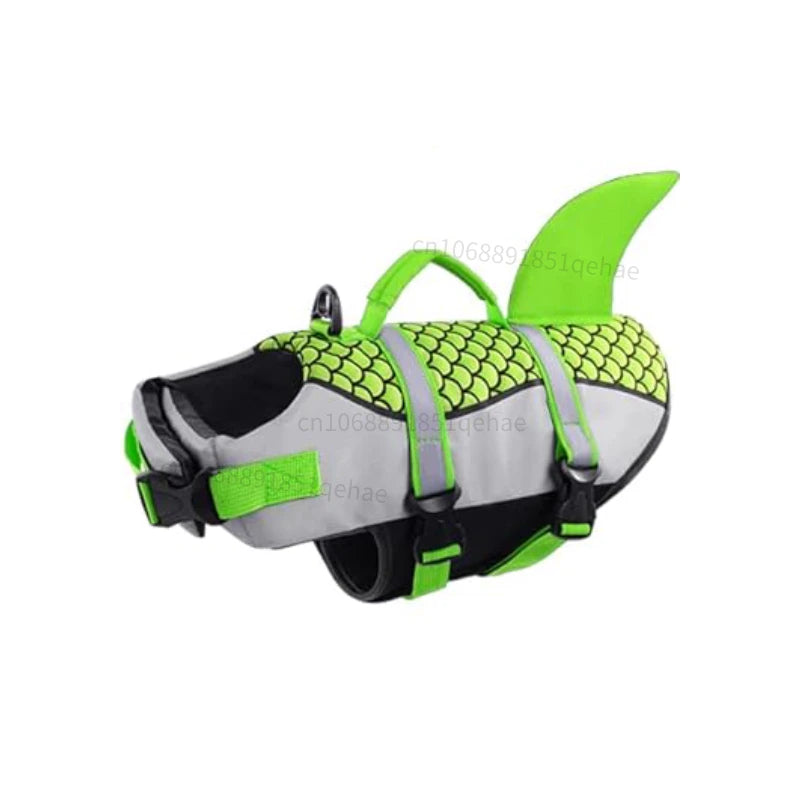 Dog Shark Life Jacket – Ripstop Floating Vest with Rescue Handle for Swimming & Boating