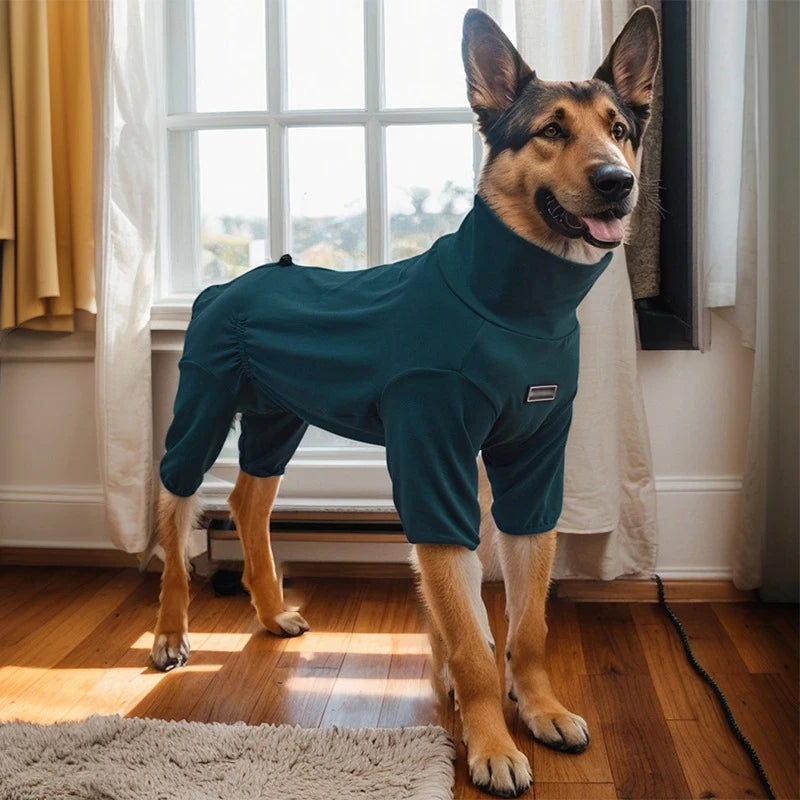 High-Collar Stretch Dog Pajamas for Large Dogs