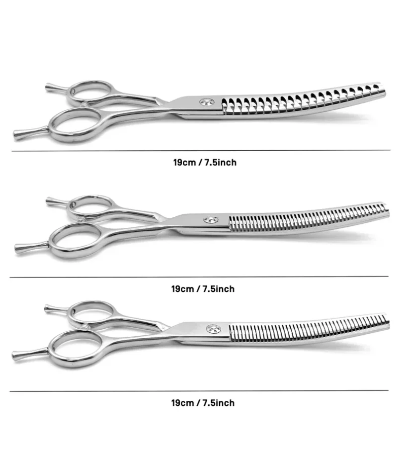 Professional Pet Grooming Thinning Scissors – 7-Inch Curved & Straight for Dogs & Cats