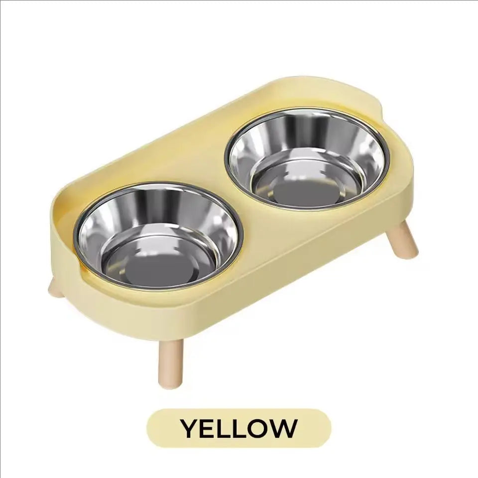 Elevated Double Pet Feeder with Neck Support – Stainless Steel Food & Water Station