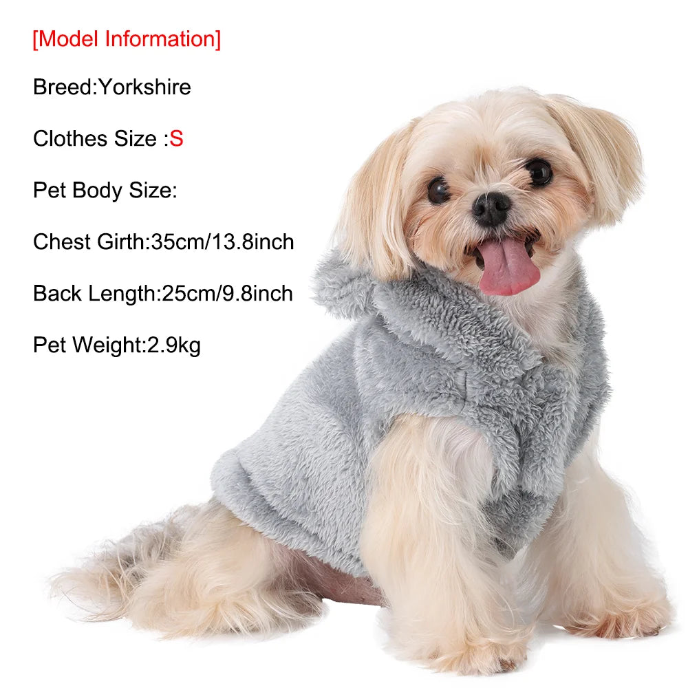 Hooded Fleece Cat & Dog Jacket with Rabbit Ears – Warm Winter Coat for Small Pets
