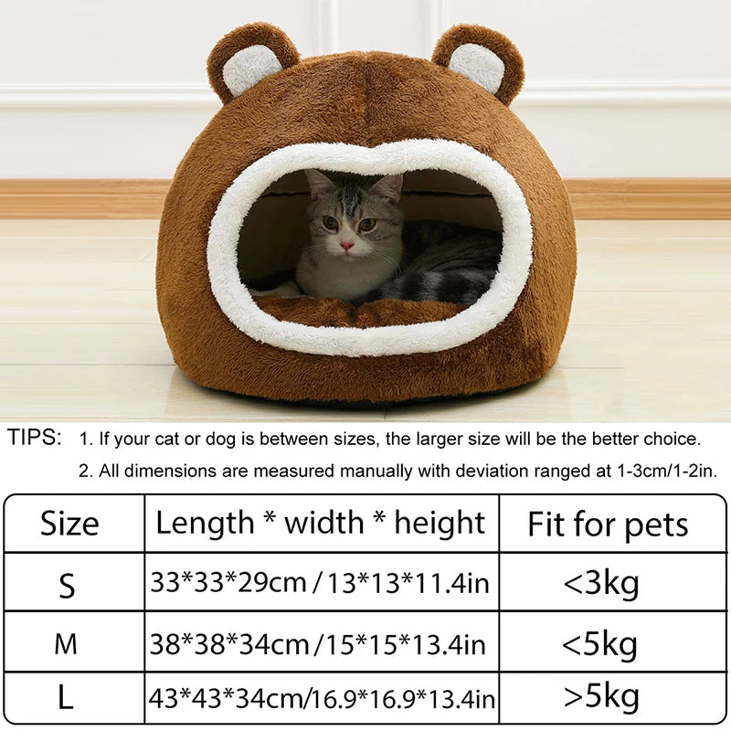 Plush Cave Pet Bed – Cozy Tent Lounger for Cats & Small Dogs