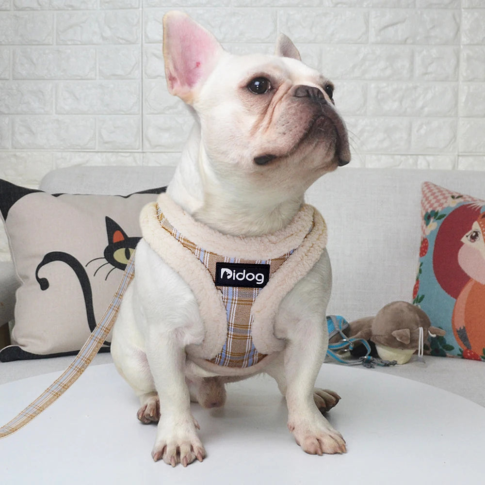 Warm Winter Dog Harness & Leash Set – Soft Fleece Padded Vest for Small Dogs