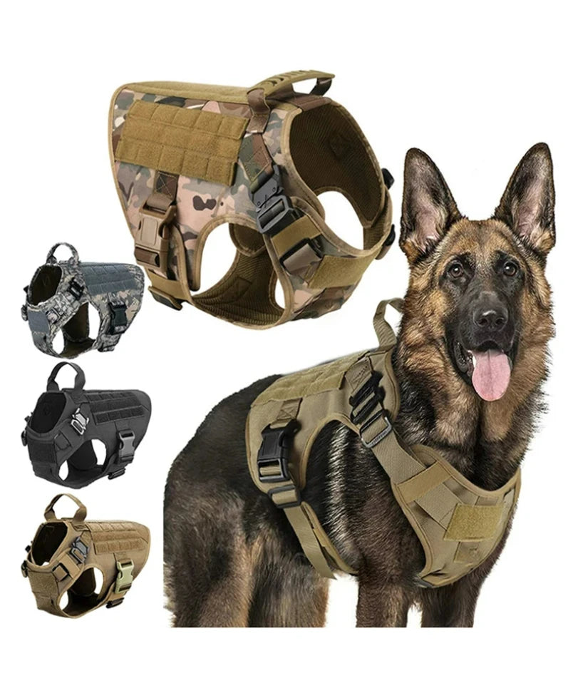 Tactical Military Dog Harness – Padded Quick-Release Vest for Small, Medium & Large Dogs