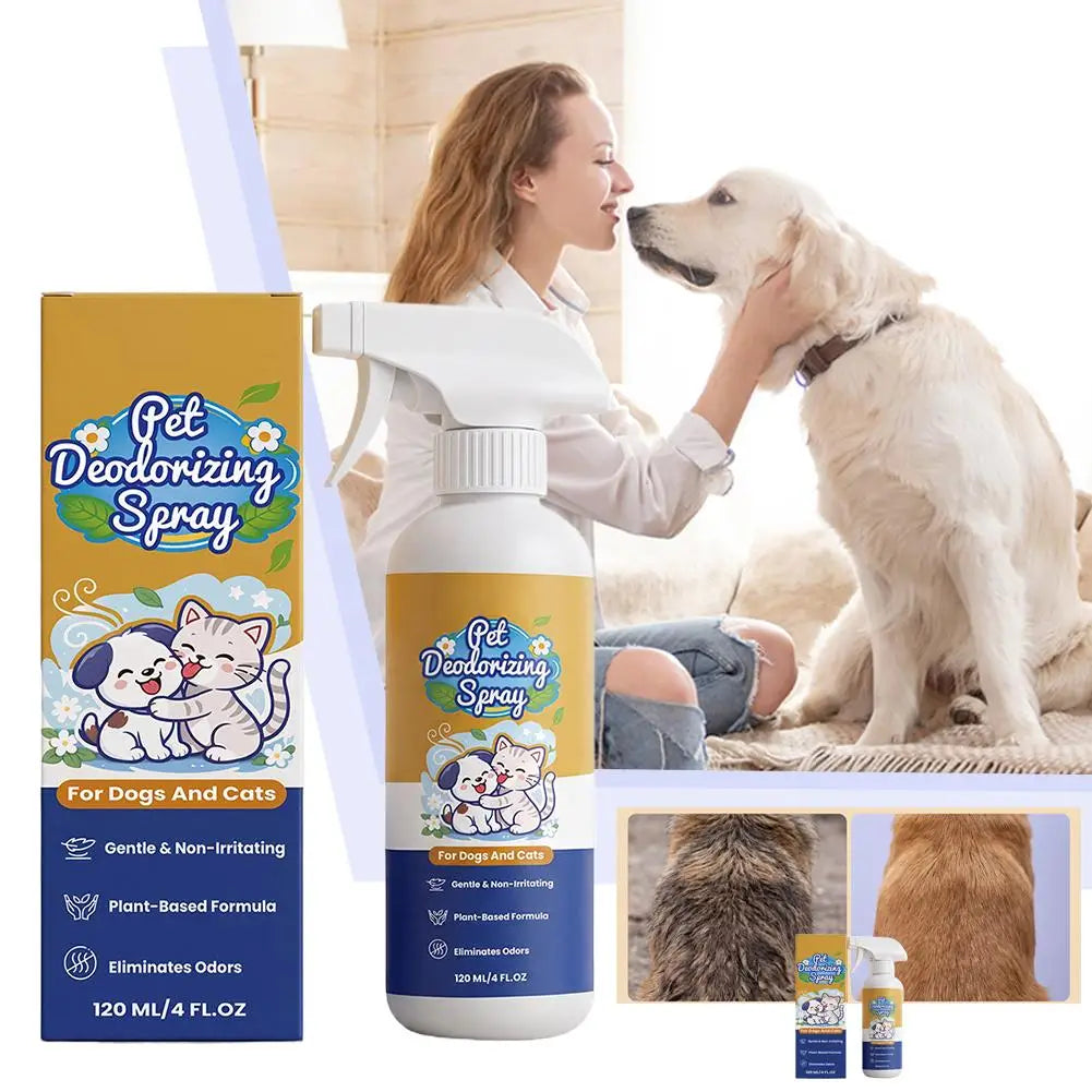 Professional Pet Deodorant Spray – Odor & Urine Smell Eliminator for Dogs & Cats (120ml)