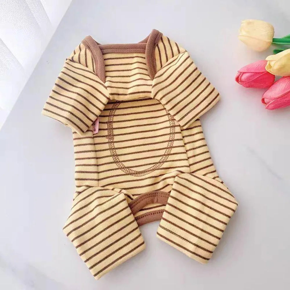Soft Stripe Four-Legged Dog Pajamas