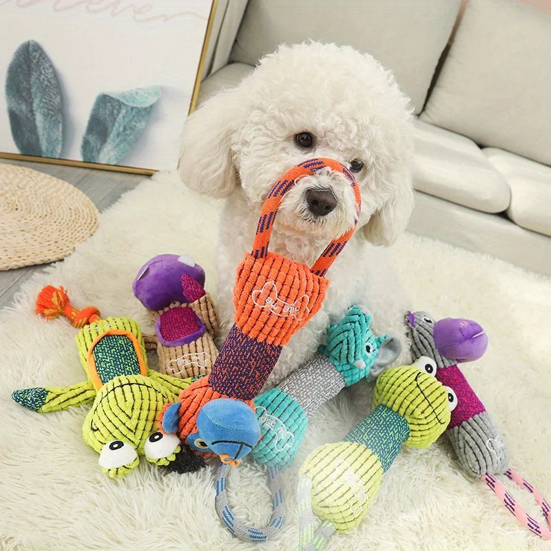 Animal Shape Squeaky Dog Toy – Bite Resistant Corduroy for Small & Large Dogs