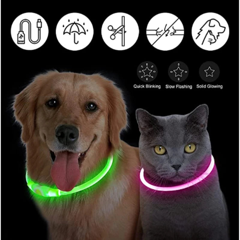 USB Rechargeable LED Dog Glow Collar – Cut to Fit