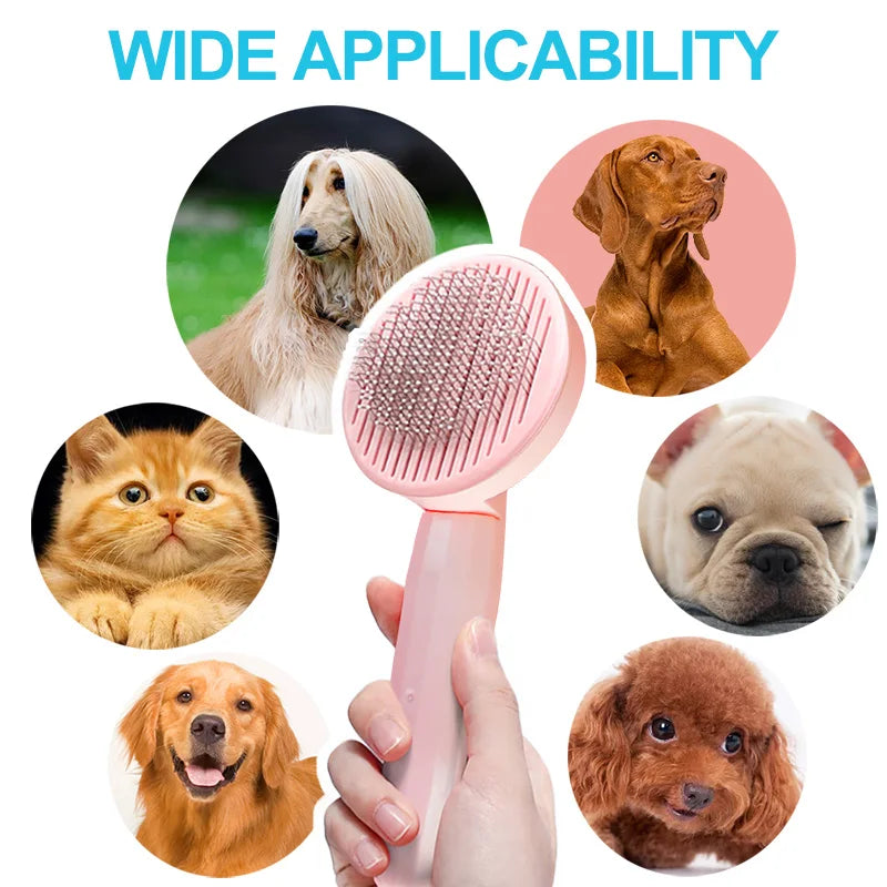 One-Click Self-Cleaning Pet Hair Removal Brush for Cats & Dogs