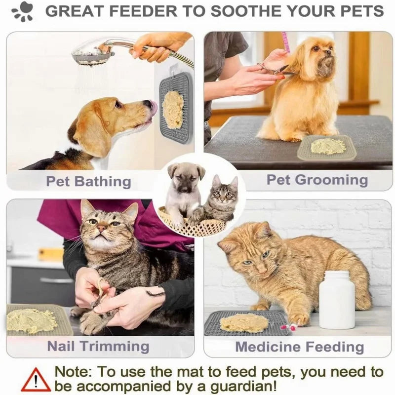 Silicone Lick Mat Slow Feeder for Dogs – Suction Cup Bathing & Feeding Distraction