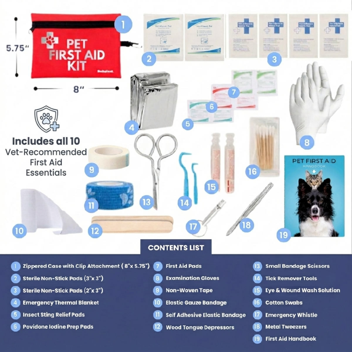 Pet First Aid Kit for Dogs & Cats with Vet-Approved Essentials