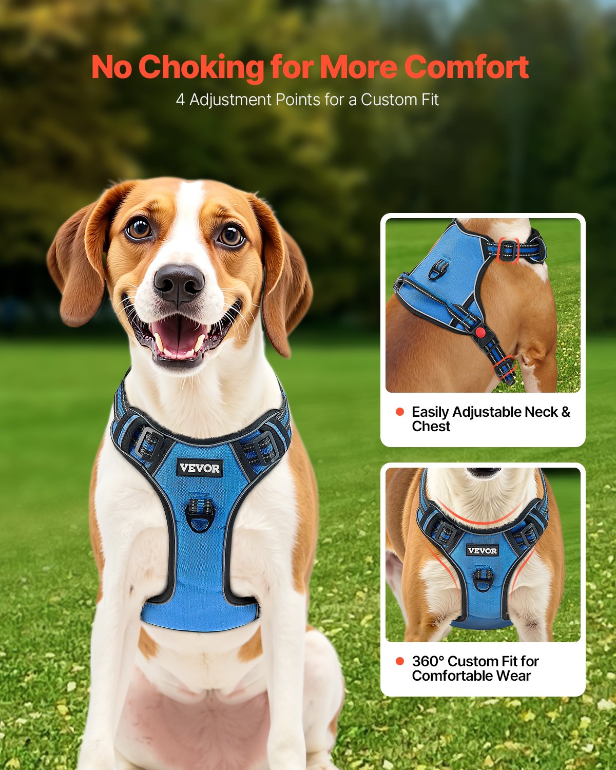 No-Pull Adjustable Dog Vest Harness with Leash & Reflective Stitching