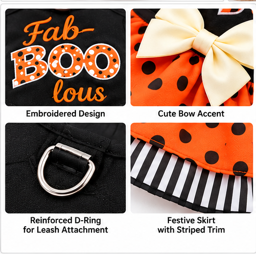 Fab-BOO-lous Halloween Dog Harness Dress