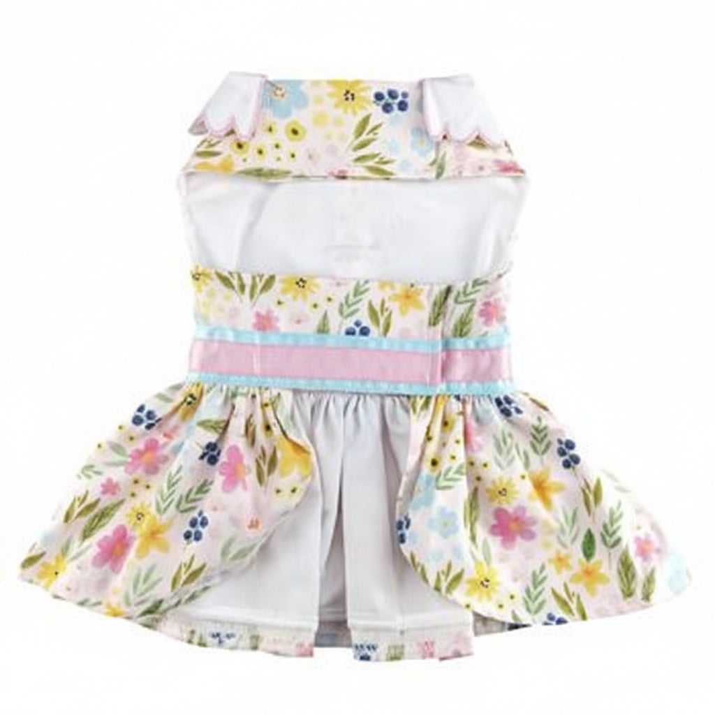 Children's floral dress with a white background