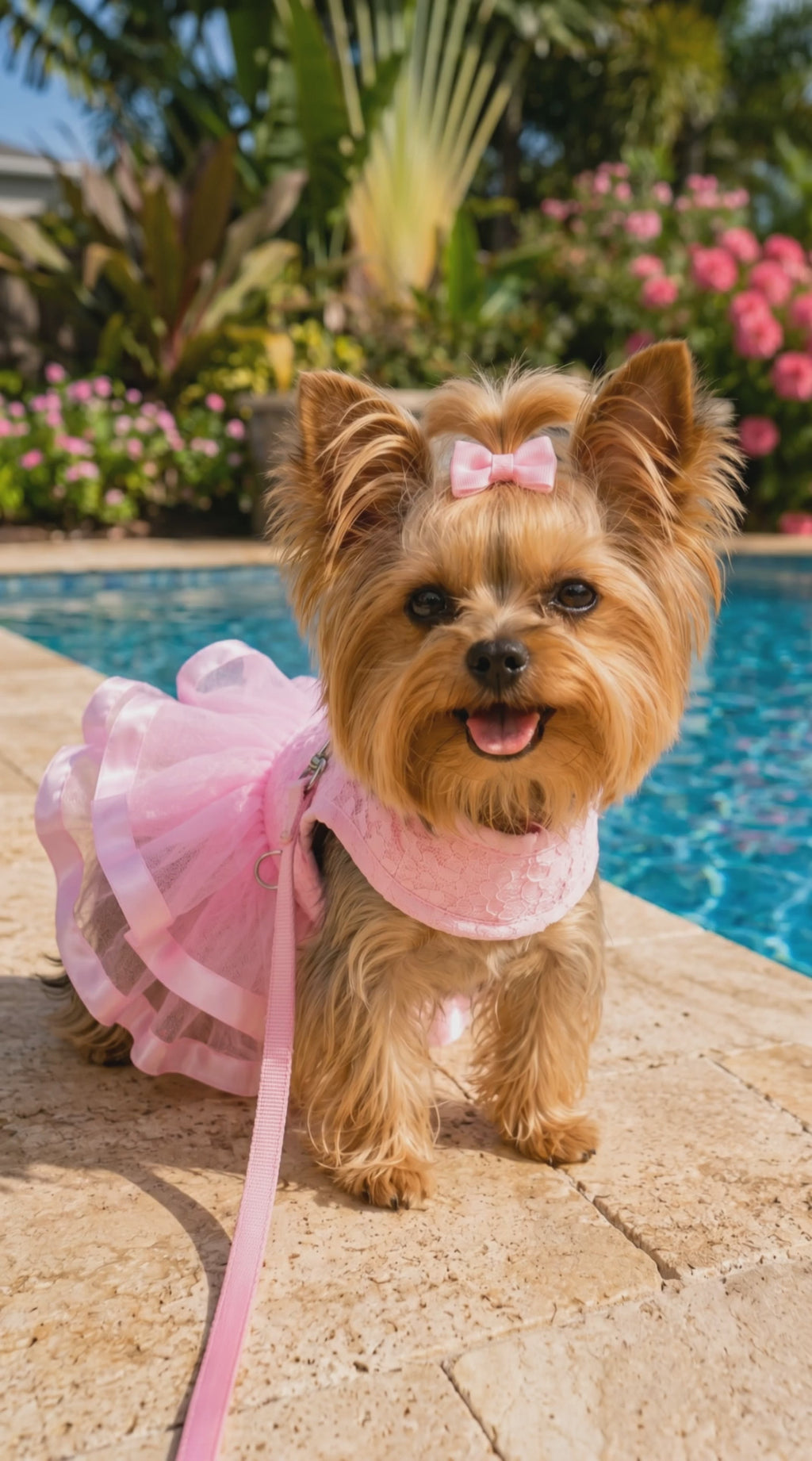 Pink Lace & Ruffles Dog Dress with Matching Leash