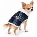 Sherpa-Lined Dog Harness Coat – Blue & Green Plaid